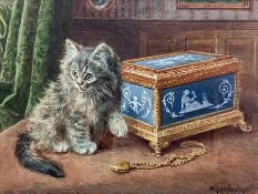 Wilson Hepple (British 1854-1937): Kitten with the Jewellery Box