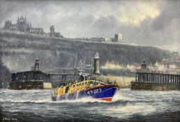 Jack Rigg (British 1927-2023): 'City of Sheffield' Lifeboat leaving Whitby