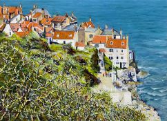 Peter Lapish (British 1937-): 'Robin Hood's Bay Promenade and Cottages'