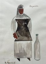 Viktor Ivanovich Ufimtsev (Russian 1899-1964): Figure with Large Bottle