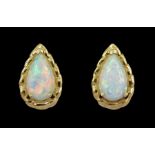 Pair of 9ct gold pear opal stud earrings