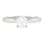 18ct white gold single stone round brilliant cut diamond ring