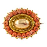 Victorian 9ct gold coral brooch
