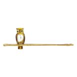 Early 20th century gold split pearl owl brooch