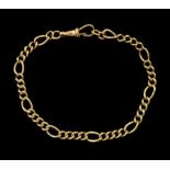 9ct gold Figaro link bracelet