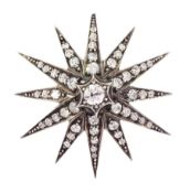 Victorian gold and silver old cut diamond star brooch