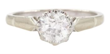 18ct white gold single stone cut diamond ring