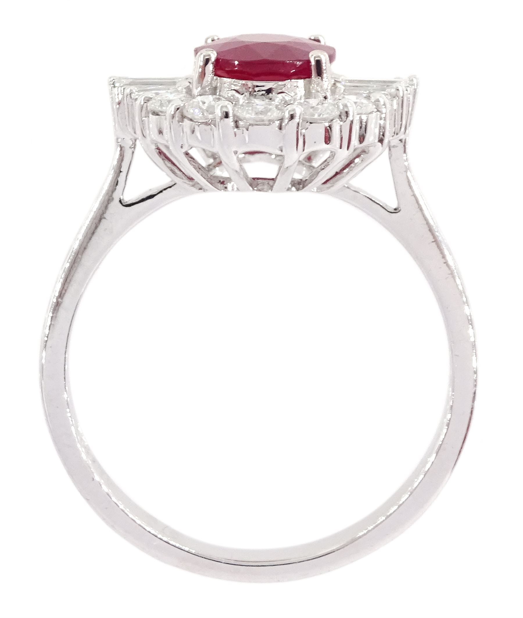 18ct white gold oval cut ruby and round brilliant cut diamond cluster ring - Image 4 of 4