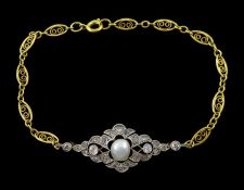 Early 20th century 15ct gold and platinum pearl
