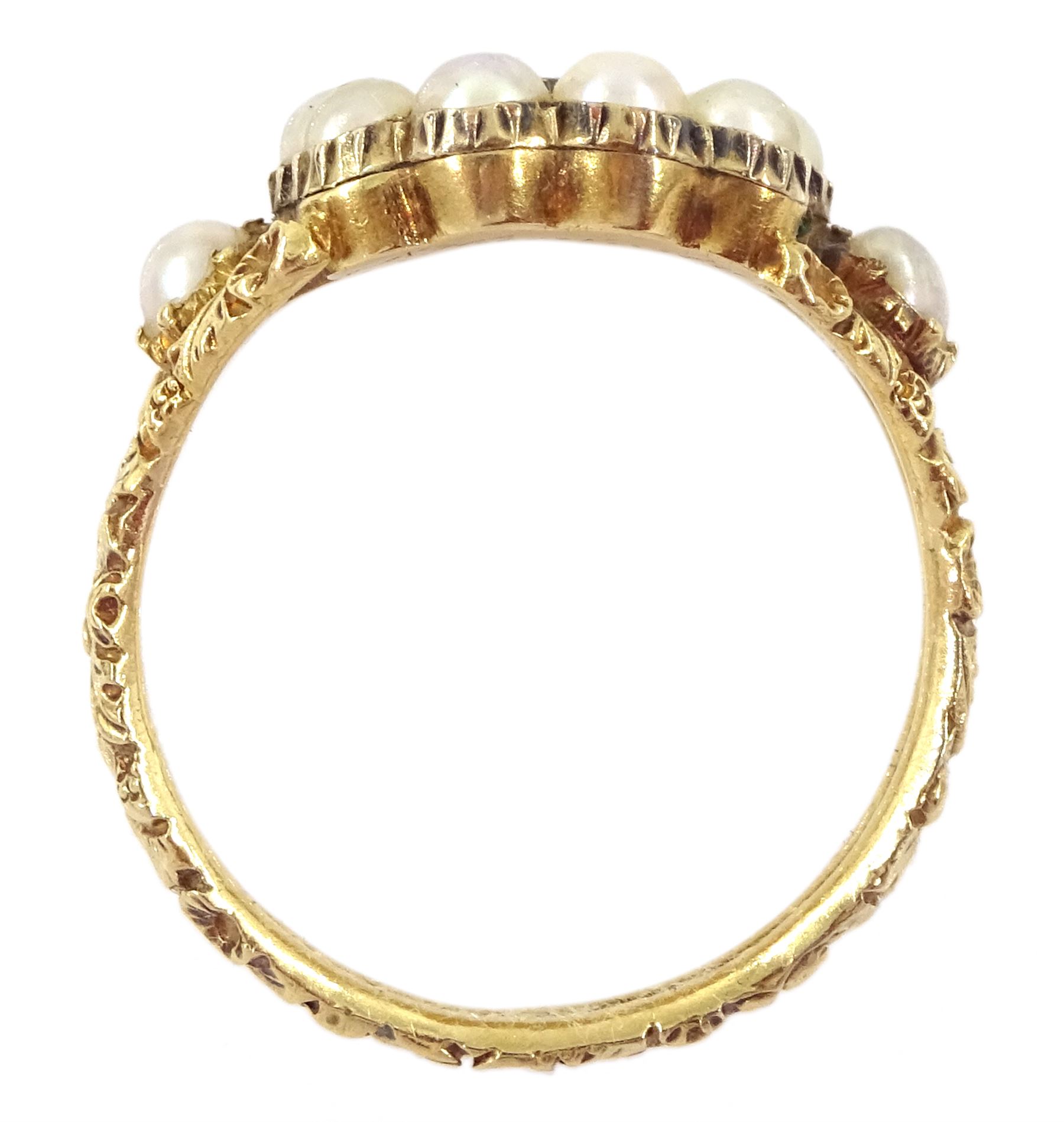 George III gold split pearl mourning ring - Image 5 of 6