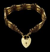 9ct gold six bar gate bracelet