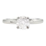 Platinum single stone round brilliant cut diamond ring