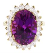 14ct gold synthetic purple sapphire and cubic zirconia cluster ring