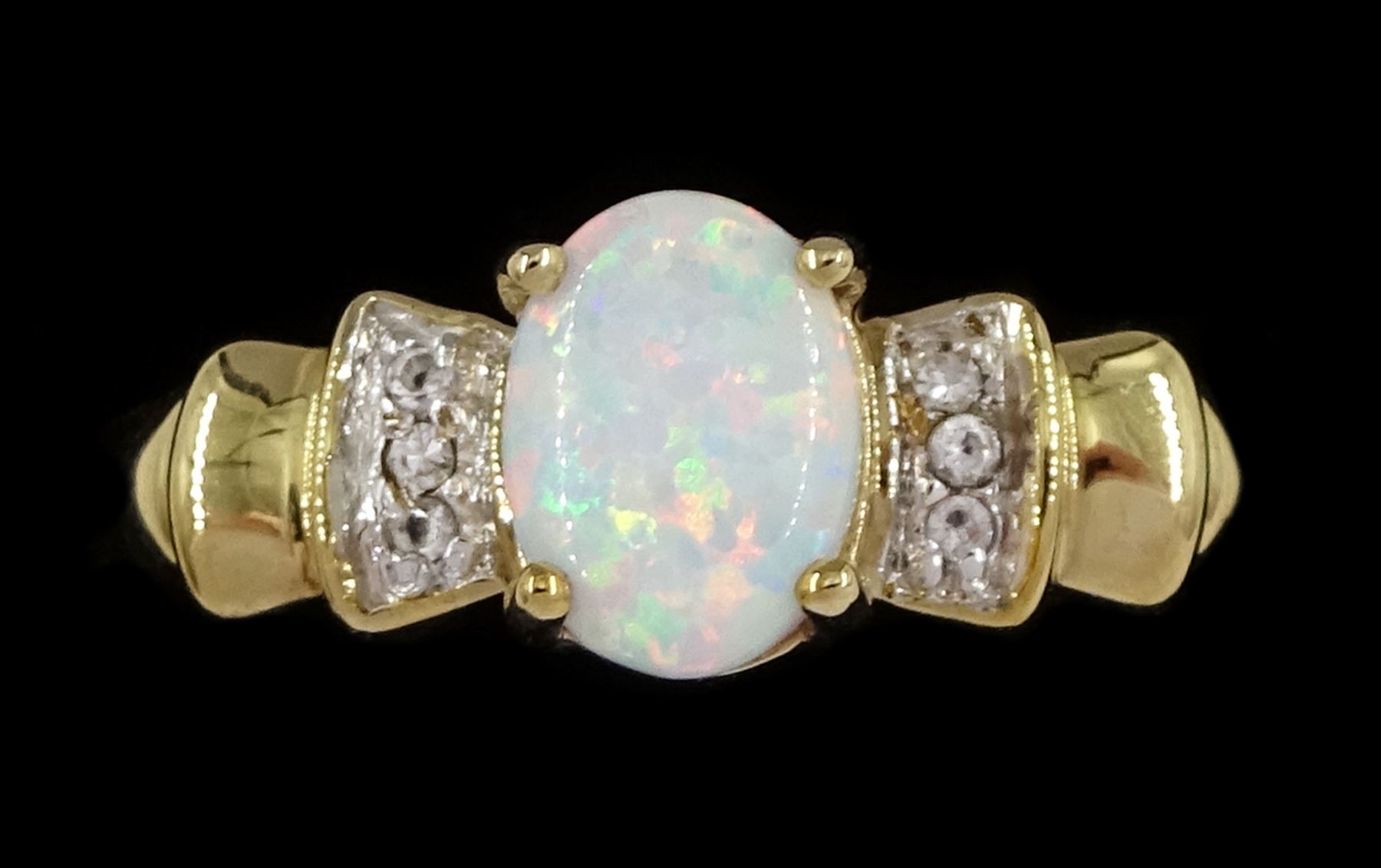 9ct gold opal and cubic zirconia ring