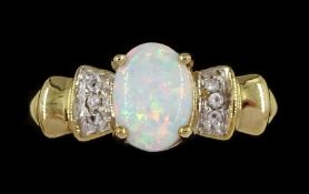 9ct gold opal and cubic zirconia ring