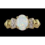 9ct gold opal and cubic zirconia ring