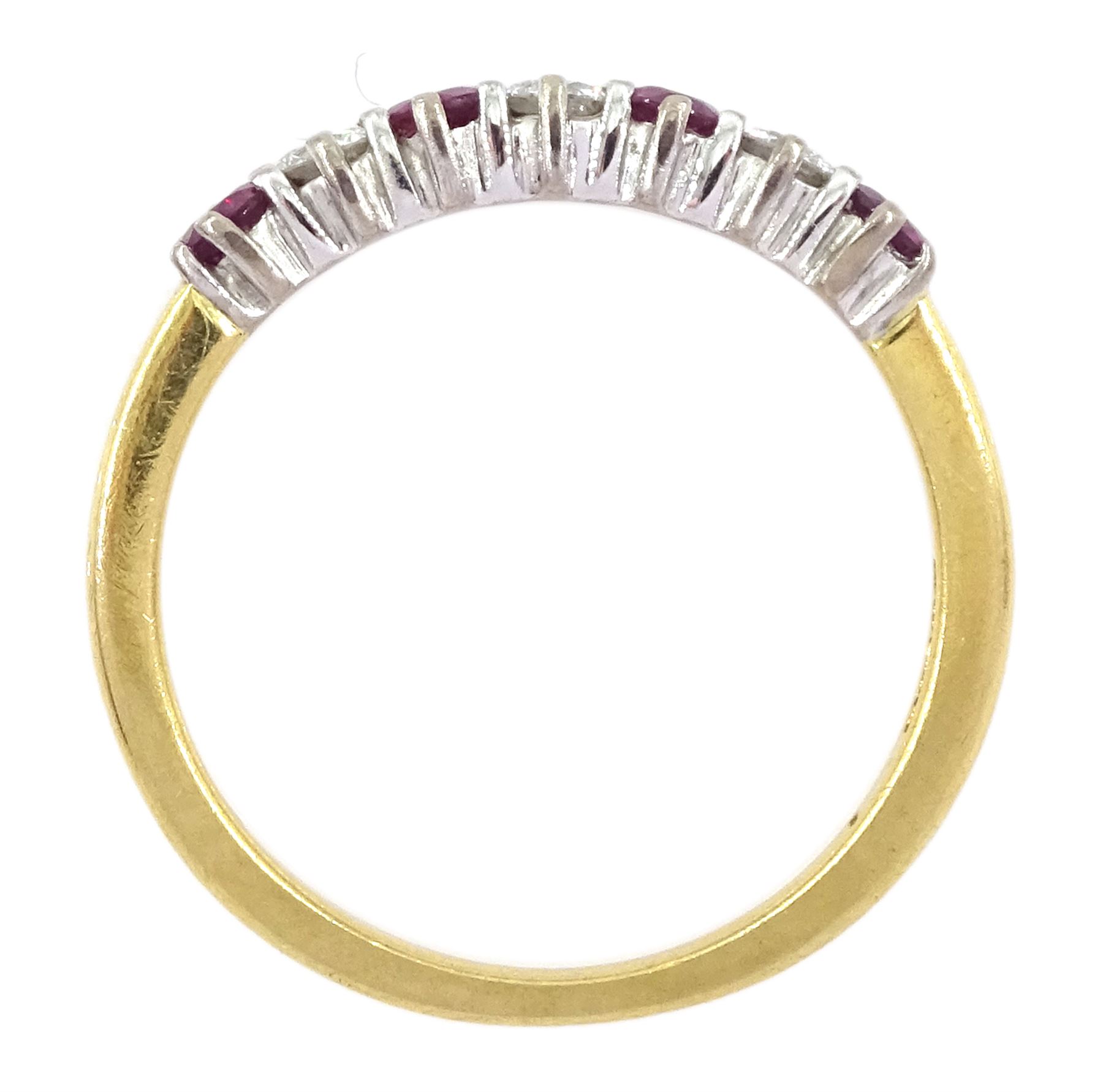 18ct gold seven stone ruby and round brilliant cut diamond half eternity ring - Image 4 of 4