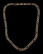 9ct gold flattened Figaro link chain necklace