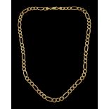 9ct gold flattened Figaro link chain necklace