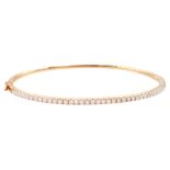 14ct rose gold round brilliant cut diamond hinged bangle