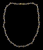 9ct white and yellow gold bead and fancy link chain necklace