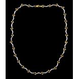 9ct white and yellow gold bead and fancy link chain necklace