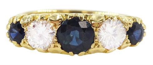 18ct gold five stone sapphire and round brilliant cut diamond ring