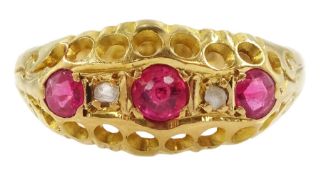 Early 20th century 18ct gold five paste and diamond ring