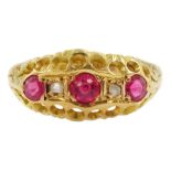 Early 20th century 18ct gold five paste and diamond ring