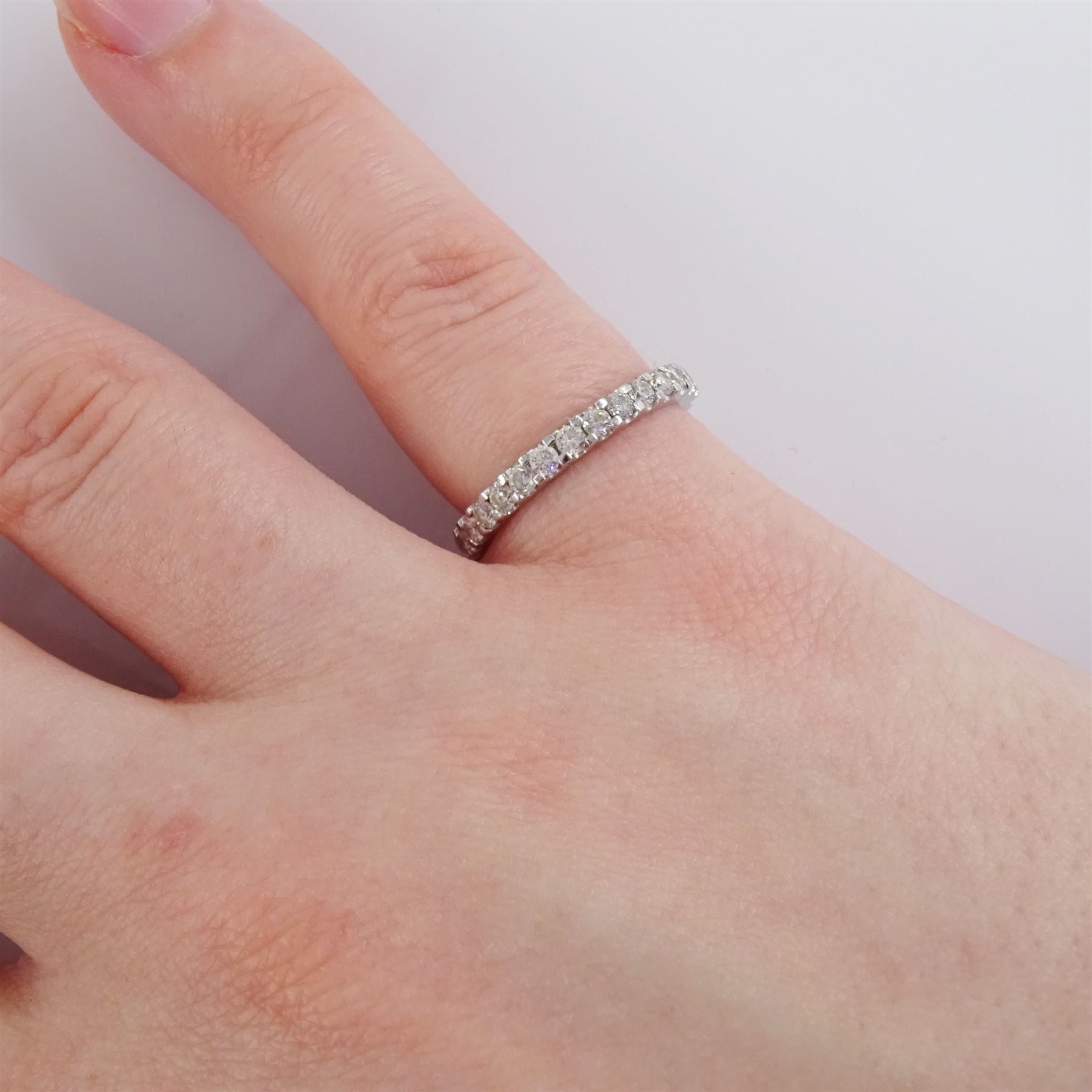 Platinum round brilliant cut diamond full eternity ring - Image 2 of 3