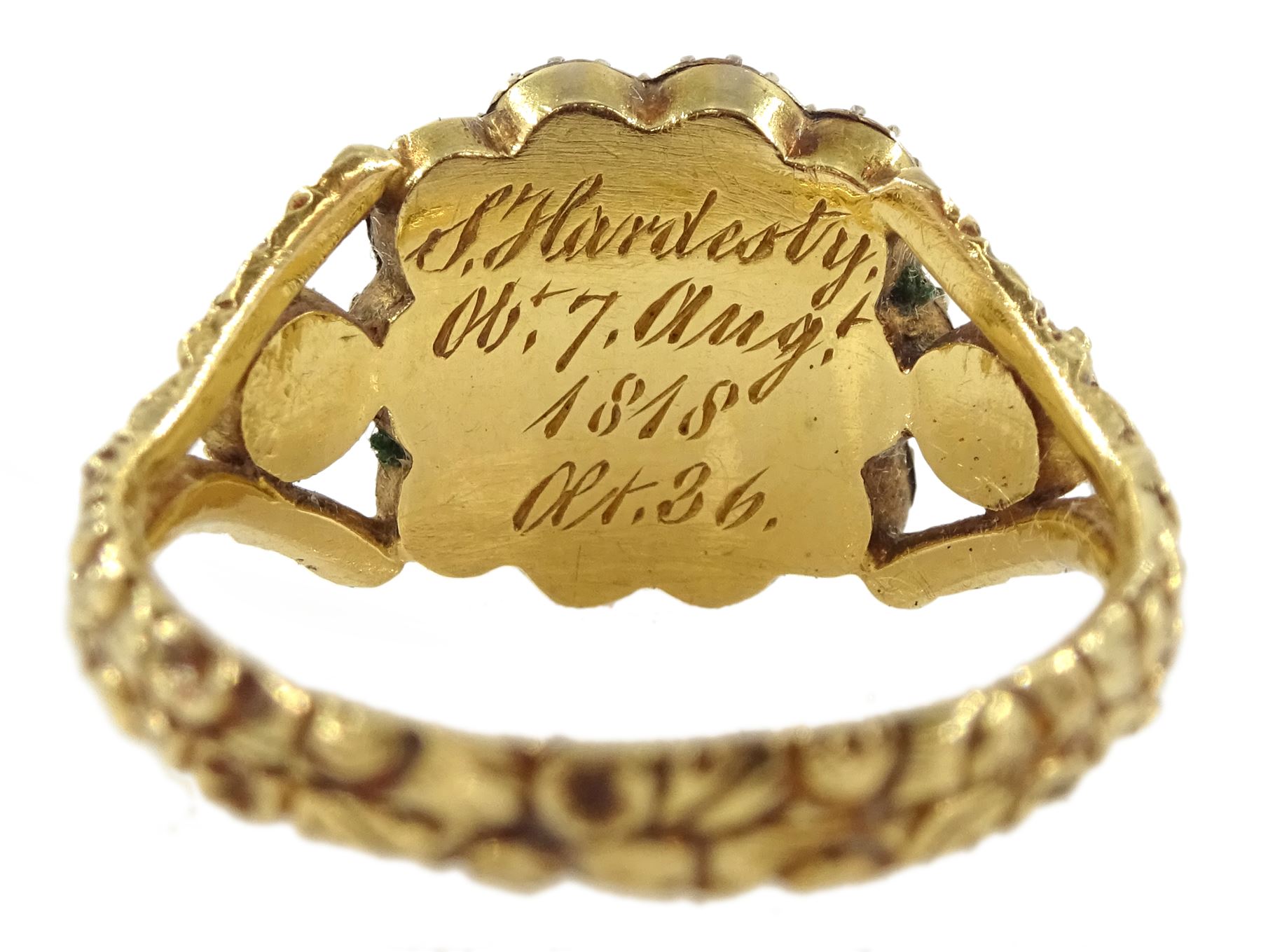 George III gold split pearl mourning ring - Image 6 of 6