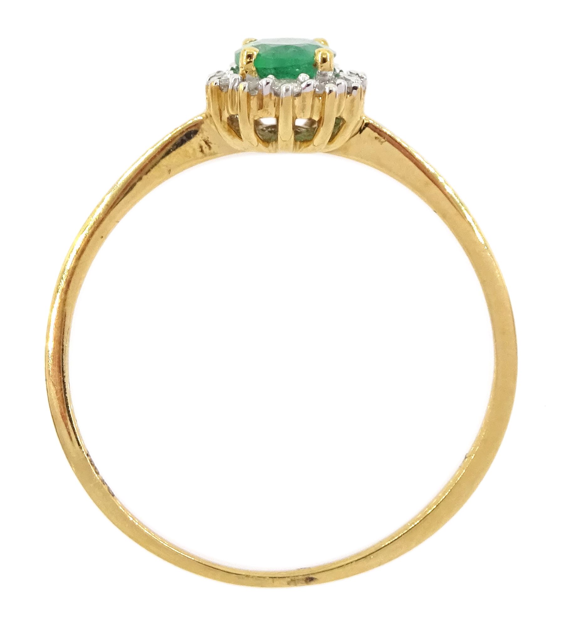 18ct gold oval cut emerald and round brilliant cut diamond cluster ring - Image 4 of 4