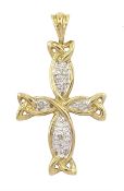 9ct gold diamond cross pendant