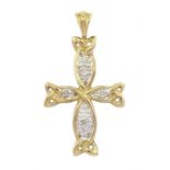 9ct gold diamond cross pendant