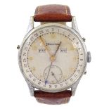 Helvetia gentleman's base metal and stainless steel manual wind calendar wristwatch