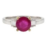 18ct white gold round cut ruby ring