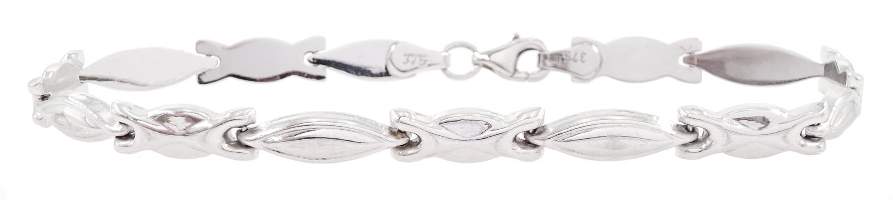 9ct white gold fancy link chain bracelet