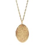 9ct gold hinged locket pendant necklace