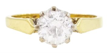 18ct gold single stone old cut diamond ring