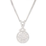 18ct white gold round brilliant cut diamond cluster pendant necklace