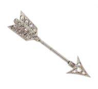 Early 20th century milgrain set rose cut diamond arrow brooch