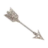 Early 20th century milgrain set rose cut diamond arrow brooch