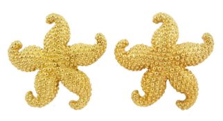 Pair of gold starfish stud earrings