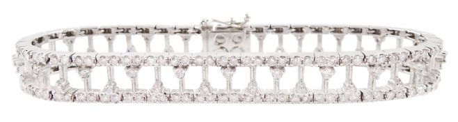 White gold round brilliant cut diamond openwork bracelet