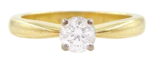 18ct gold single stone round brilliant cut diamond ring