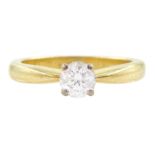 18ct gold single stone round brilliant cut diamond ring