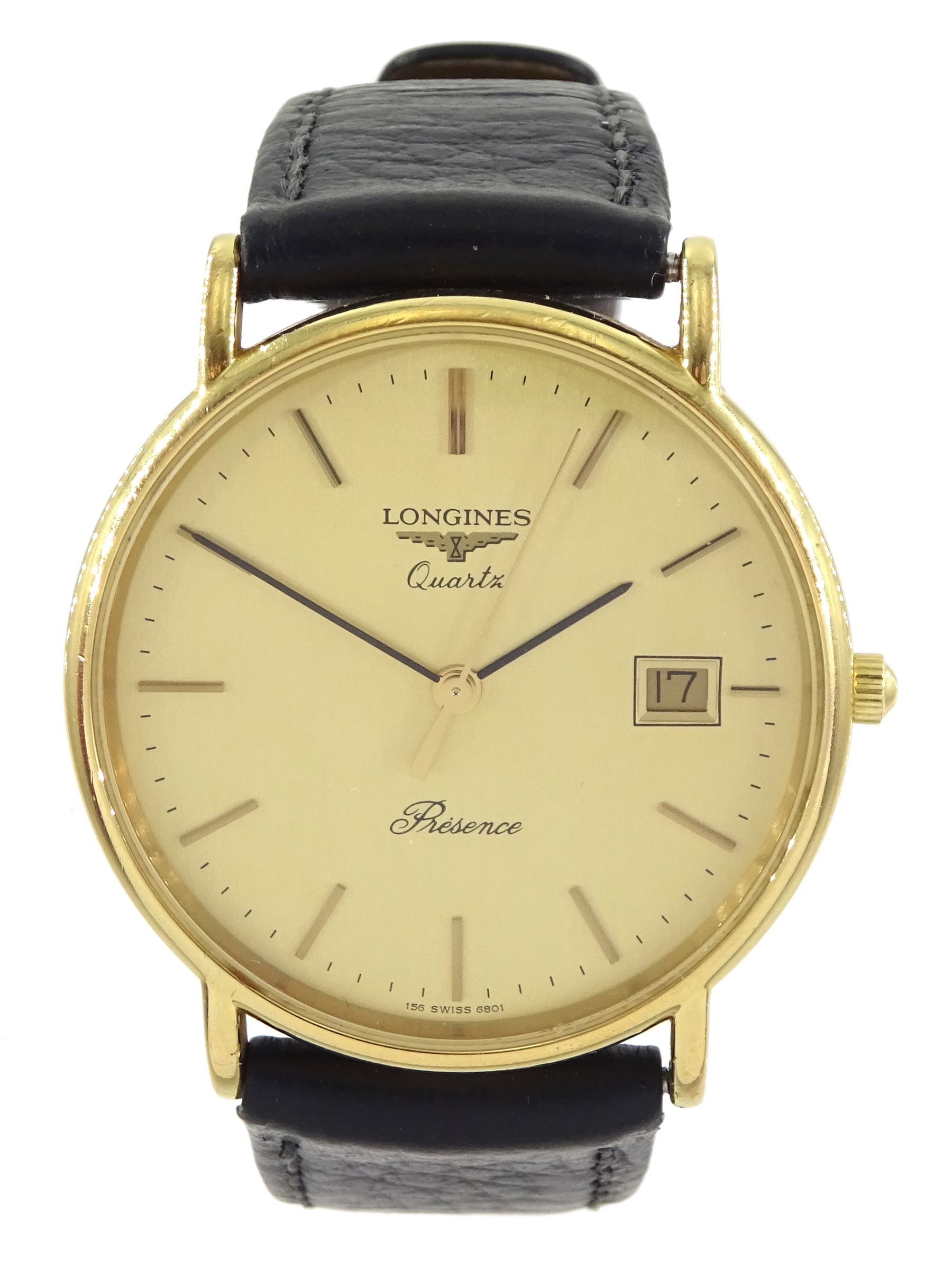 Longines Presence gentleman's gold-plated and stainless steel quartz wristwatch