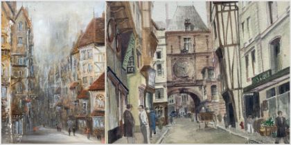 H V G Wallis (British 20th Century): The Great Clock - Rouen