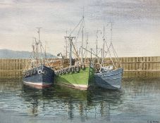 G Almond (British 20th century): Campbeltown Boats in Harbour