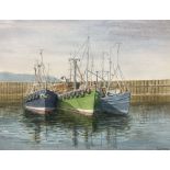 G Almond (British 20th century): Campbeltown Boats in Harbour